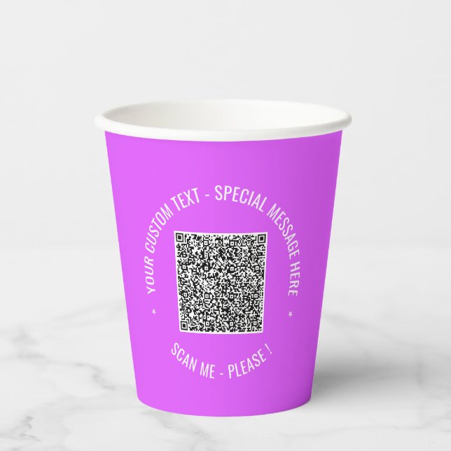 Personalized Text Your QR Code Paper Cups Template (Front)