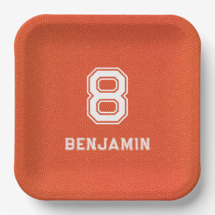 Personalized textured Basketball  Paper Plate