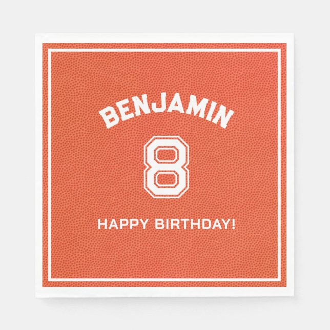 Personalized textured Basketball Party kids Napkin (Front)