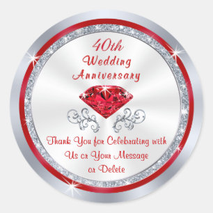 Personalized Thank You 40th Anniversary Stickers
