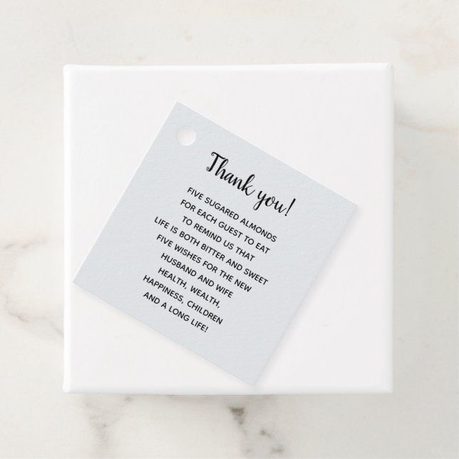 Personalized Thank You Almond Wedding Favour Tag (In Situ)