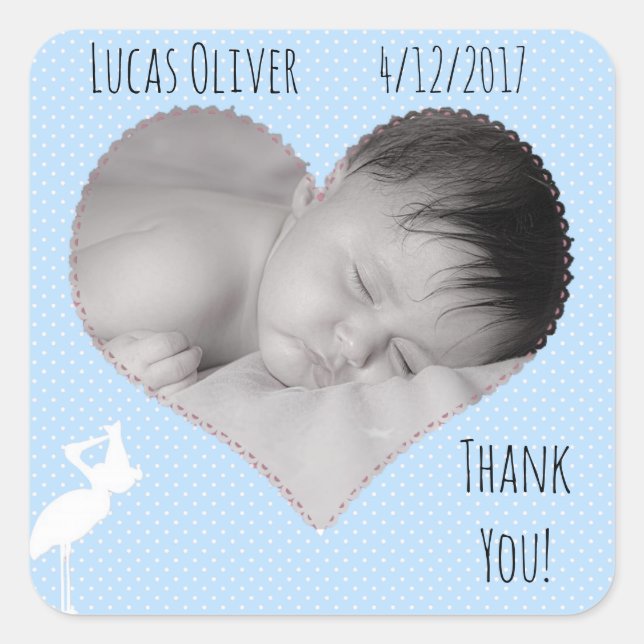 Personalized Thank You Baby Photo Sticker (Front)