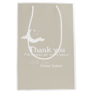 Personalized Thank You Baby Shower retro moon star Medium Gift Bag