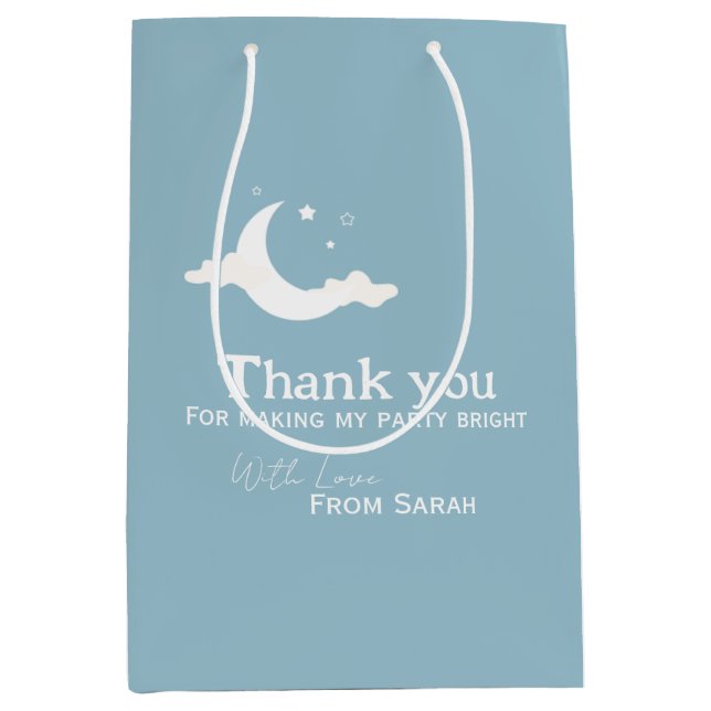 Personalized Thank You Baby Shower retro moon star Medium Gift Bag (Front)