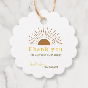 Personalized Thank You Baby Shower retro sun Favour Tags