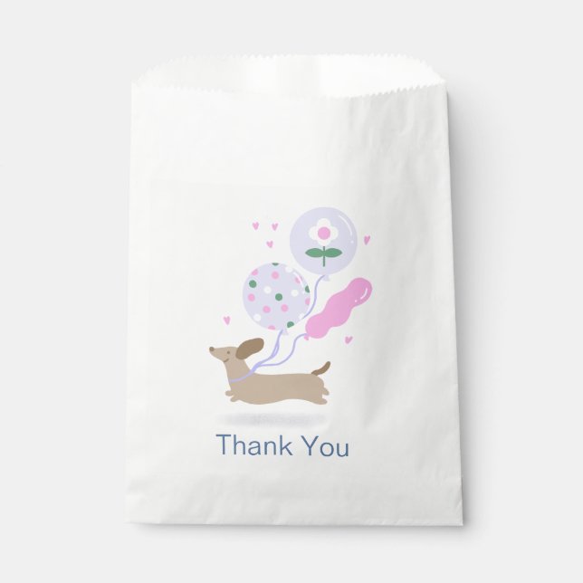 Personalized Thank You Birthday Dachshund Party  Favour Bag (Front)