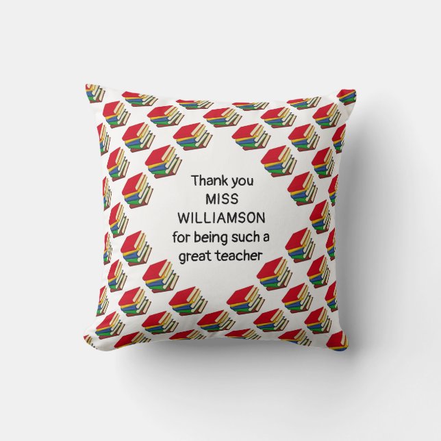 Personalized THANK YOU Books | Teacher Throw Pillow (Front)