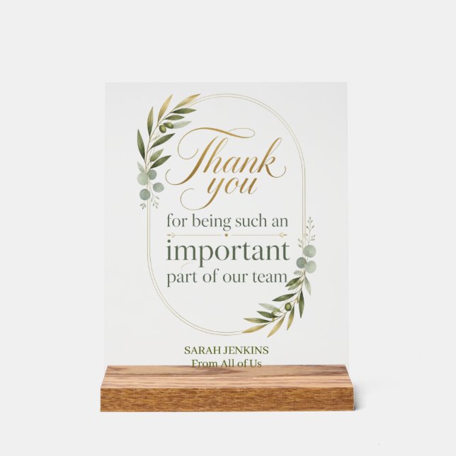 Personalized Thank You Boss Appreciation Acrylic Sign (Front)