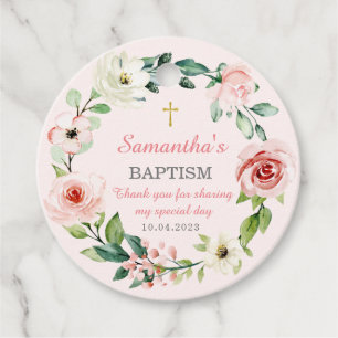 Personalized Thank You Card Baptism Girl Favour Tags