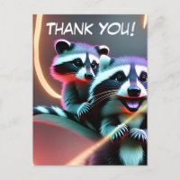 Personalized, Thank you card, Cute Racoon,