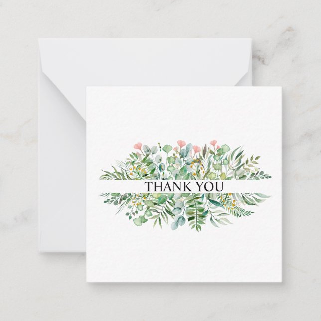 Personalized Thank You Card -Eucalyptus Leafs Card (Front)