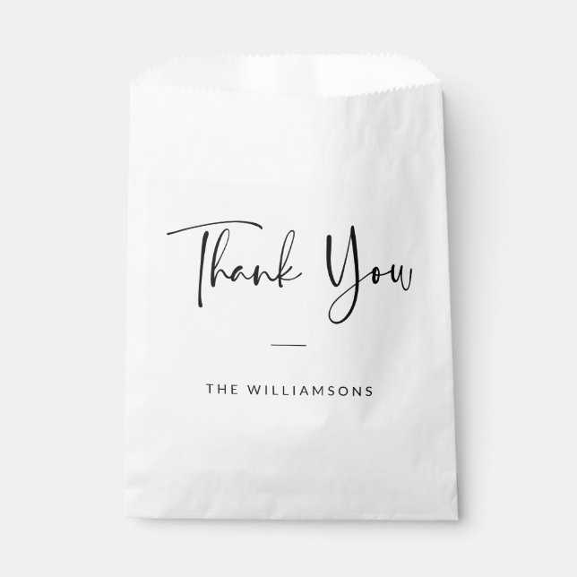 Personalized Thank You Chic Modern Script Wedding Favour Bag (Front)