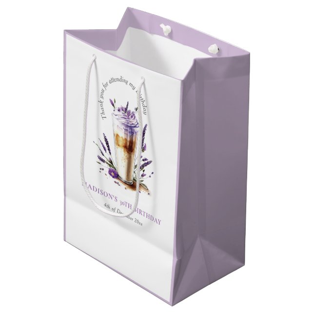 Personalized Thank you Coffee Birthday Medium Gift Bag (Front Angled)