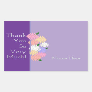 Personalized Thank You Coloured Daisy Flower Purpl Sticker
