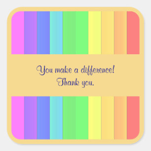 Personalized Thank You Colourful Rainbow Stripes Square Sticker