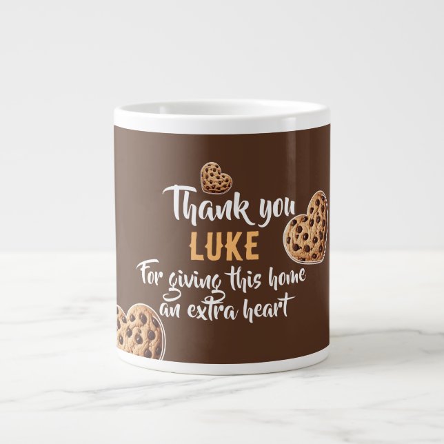 Personalized Thank you cookie hearts design Large Coffee Mug (Front)