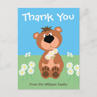 Personalized Thank You Cute Funny Bear Postcard