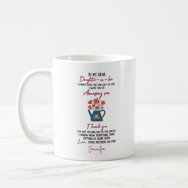 Personalized Thank You Daughter In Law Coffee Mug (Left)