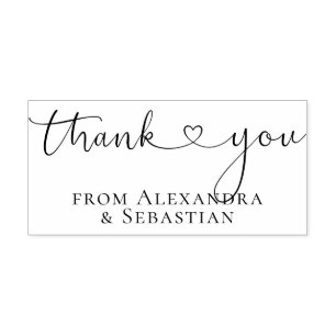 Personalized Thank You Elegant Scroll Heart Text Rubber Stamp