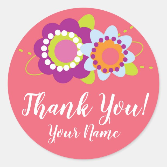 Personalized Thank You Flower Sticker (Front)