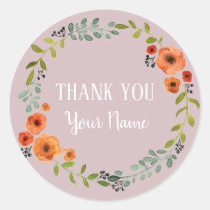Personalized Thank You Flower Wreath sticker