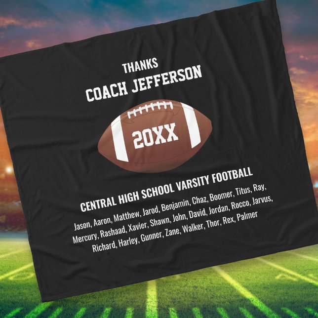 Personalized Thank You Football Coach Custom Fleece Blanket (Creator Uploaded)