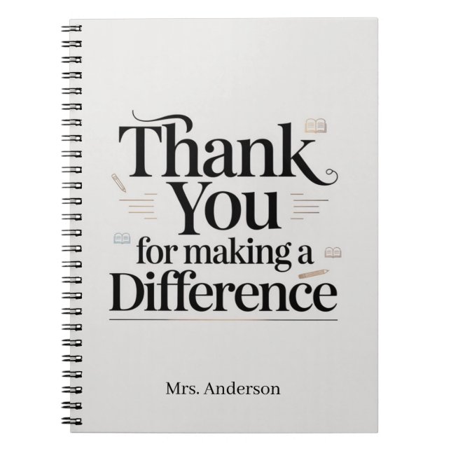 Personalized Thank You For Making a Difference Notebook (Front)