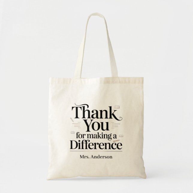 Personalized Thank You For Making a Difference Tote Bag (Front)