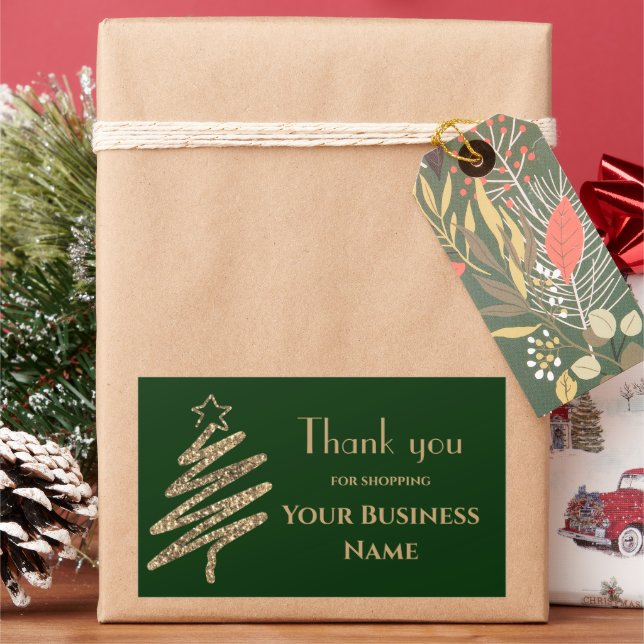 Personalized Thank You for Shopping Business Sticker (Holiday)
