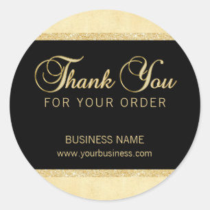 Personalized Thank You For Your Order Gold Black Classic Round Sticker