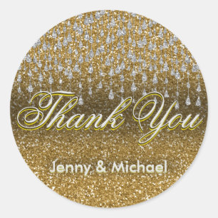 Personalized Thank You Gold and Silver Classic Round Sticker