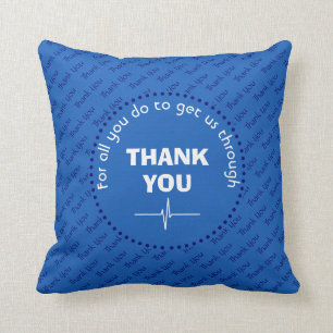 Personalized THANK YOU Health Heroes MID BLUE Throw Pillow