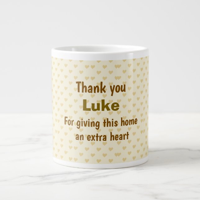 Personalized Thank you heart design Large Coffee Mug (Front)