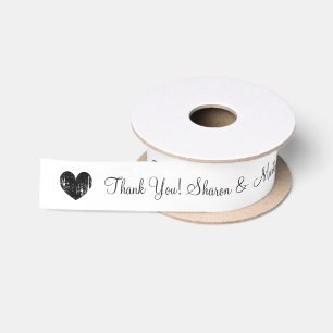 Personalized thank you heart wedding favour ribbon satin ribbon