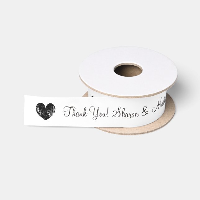 Personalized thank you heart wedding favour ribbon satin ribbon (Spool)