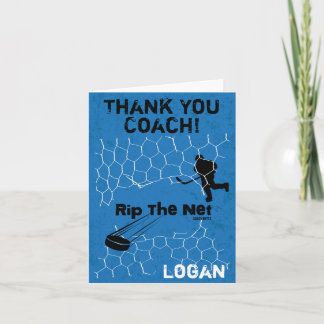 Personalized Thank You Hockey Coach Rip the Net Card