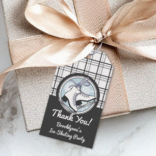 Personalized Thank You Modern Tartan Ice Skating Gift Tags