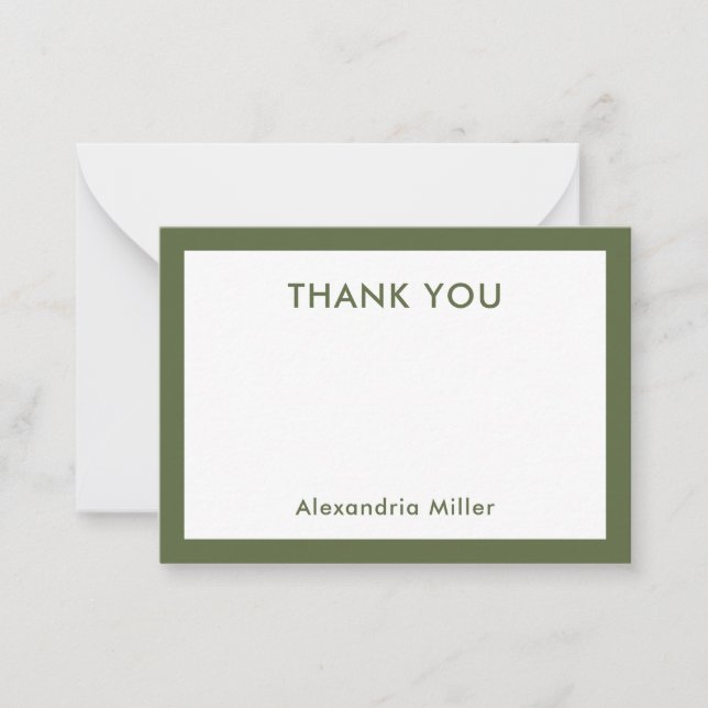 Personalized Thank You Note Card with Name Olive (Front)