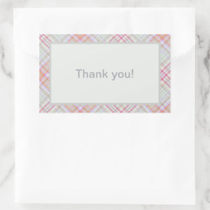 Personalized Thank You Pink 'n Green Plaid Sticker