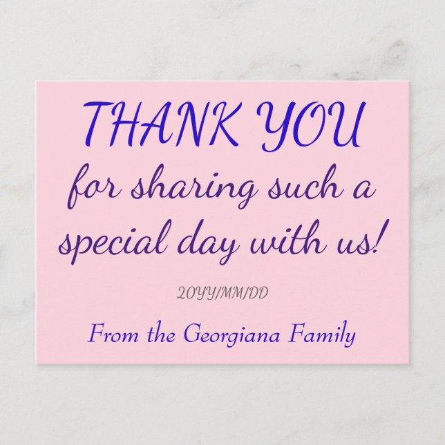 Personalized "THANK YOU" Postcard (Front)