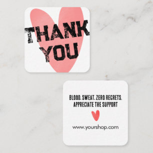 Personalized Thank You Red Heart Street Style Square Business Card