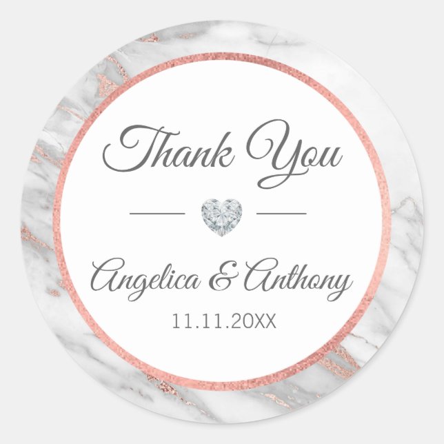 Personalized Thank You Rose Gold Wedding Seals (Front)
