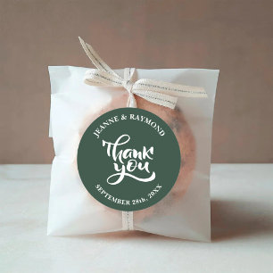 Personalized Thank You Sage Green Wedding Favour Classic Round Sticker