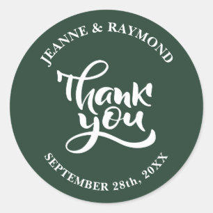 Personalized Thank You Sage Green Wedding Favour Classic Round Sticker