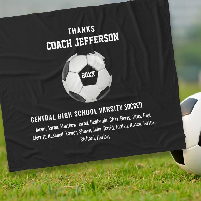 Personalized Thank You Soccer Coach Gift Custom Fleece Blanket (Creator Uploaded)