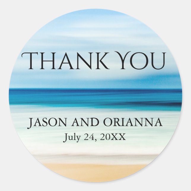 Personalized Thank You Sticker for a Beach Wedding (Front)