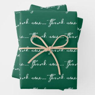 PERSONALIZED THANK YOU STYLISH MODERN DARK GREEN WRAPPING PAPER SHEET