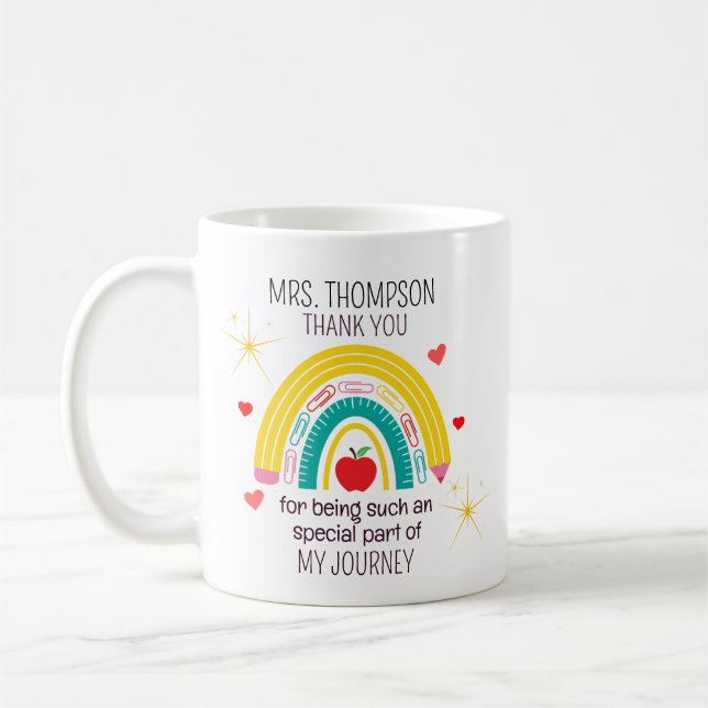 Personalized Thank You Teacher Coffee Mug (Left)