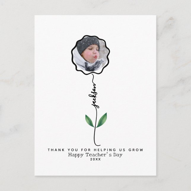 Personalized Thank you teacher Photo gift from kid Postcard (Front)