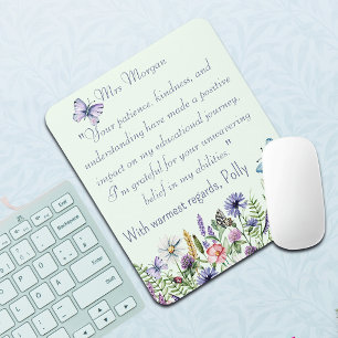 Personalized Thank You Watercolor Wildflowers  Mouse Pad